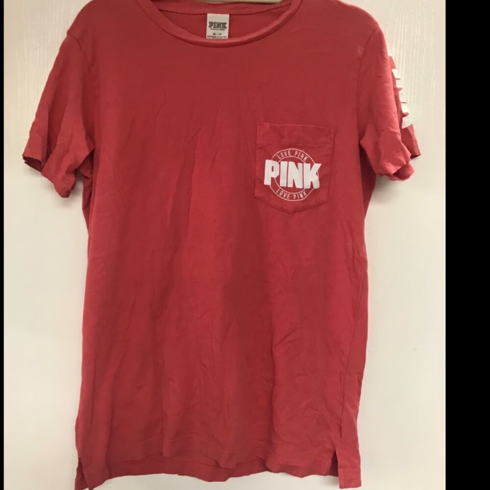 VICTORIAS SECRET PINK CAMPUS POCKET "PINK" SCOOPNECK TEESHIRT Small Dot size XS